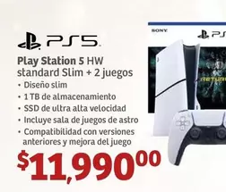 Oferta de Sony - Ps5 Play Station 5 Hw Standard Slim + 2 Juegos por $11990 en Soriana Híper