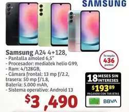 Oferta de Samsung -  A24 4+128 por $3490 en Soriana Híper