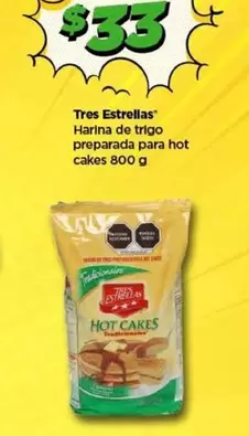 Oferta de Tres Estrellas - Harina De Trigo Preparada Para Hot Cakes por $33 en Bodega Aurrera