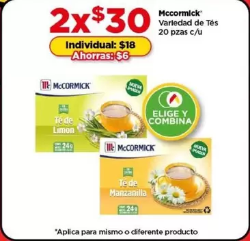 Oferta de McCormick - Variedad De Tés por $18 en Bodega Aurrera