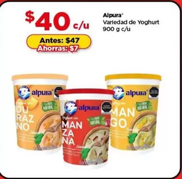 Oferta de Alpura - Variedad De Yoghurt por $40 en Bodega Aurrera