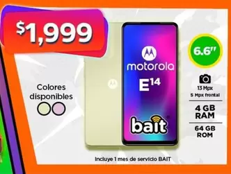 Oferta de Motorola - E14 por $1999 en Bodega Aurrera