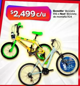 Oferta de Benotto - Bicicleta R16 O Next Bicicleta De Montana R24 por $2499 en Bodega Aurrera