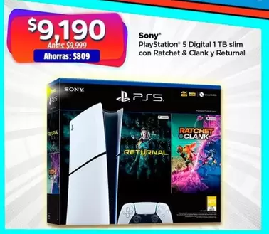 Oferta de Sony - Playstation 5 Digital 1 Tb Slim Con Ratchet & Clank Y Returnal por $9190 en Bodega Aurrera