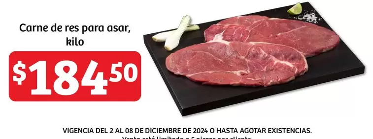 Oferta de Carne De Res Para Asar, Kilo por $184.5 en Soriana Híper