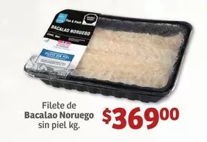 Oferta de Filete De Bacalao Noruego Sin Piel por $369 en Soriana Híper