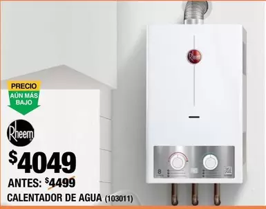 Oferta de Rheem - Calentador De Agua por $4049 en The Home Depot