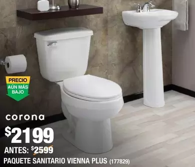 Oferta de Corona - Paquete Sanitario Vienna Plus por $2199 en The Home Depot