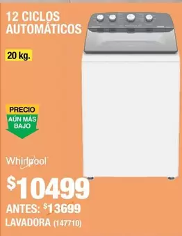 Oferta de Whirlpool - Lavadora por $10499 en The Home Depot