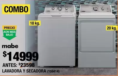 Oferta de Mabe - Lavadora Y Secadora por $14999 en The Home Depot