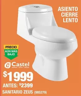 Oferta de Castel - Sanitario Zeus por $1999 en The Home Depot