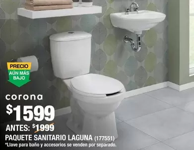 Oferta de Corona - Paquete Sanitario Laguna por $1599 en The Home Depot