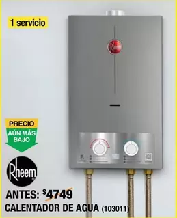 Oferta de Rheem - Calentador De Agua por $3699 en The Home Depot