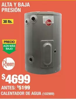 Oferta de Rheem - Calentador De Agua por $4699 en The Home Depot