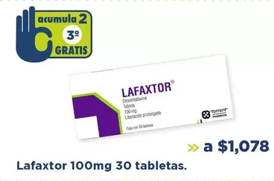 Oferta de Lafaxtor 100mg 30 Tabletas por $1078 en Farmacia San Pablo