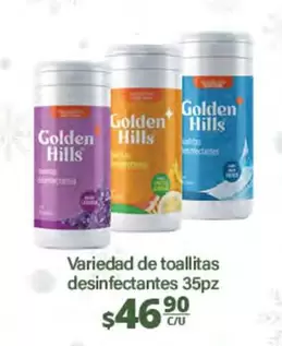 Oferta de Golden Hills - Variedad De Toallitas Desinfectantes por $46.9 en La Comer