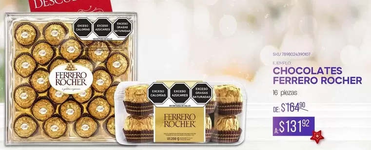 Oferta de Ferrero Rocher - Chocolates por $1.31 en Del Sol