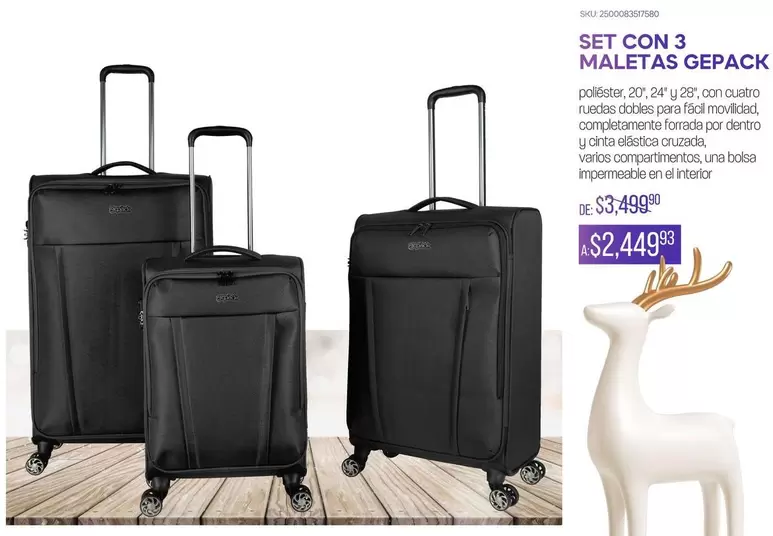 Oferta de Gepack - Set Con 3 Maletas por $3499 en Del Sol