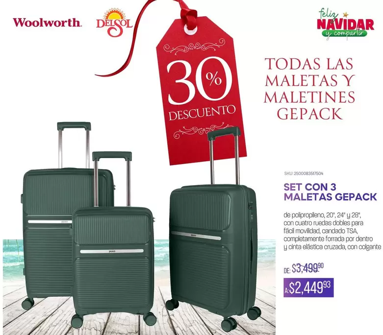 Oferta de Woolworth - Set Con 3 Maletas Gepack por $2449.99 en Del Sol