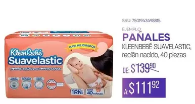 Oferta de KleenBebé - Panales por $139.9 en Del Sol