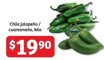 Oferta de Jalapeño - Chile jalapeño / cuaresmeño, kilo por $19.9 en Soriana Híper