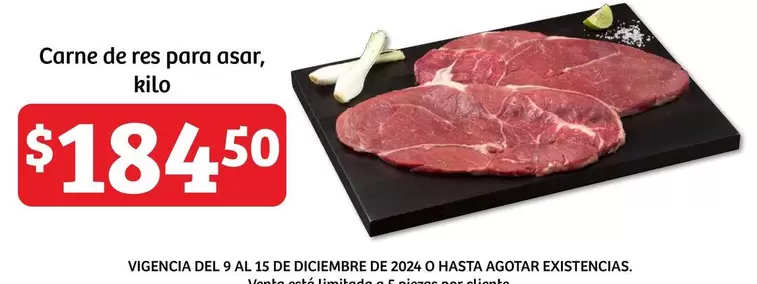 Oferta de Carne De Res Para Asar, Kilo por $184.5 en Soriana Híper