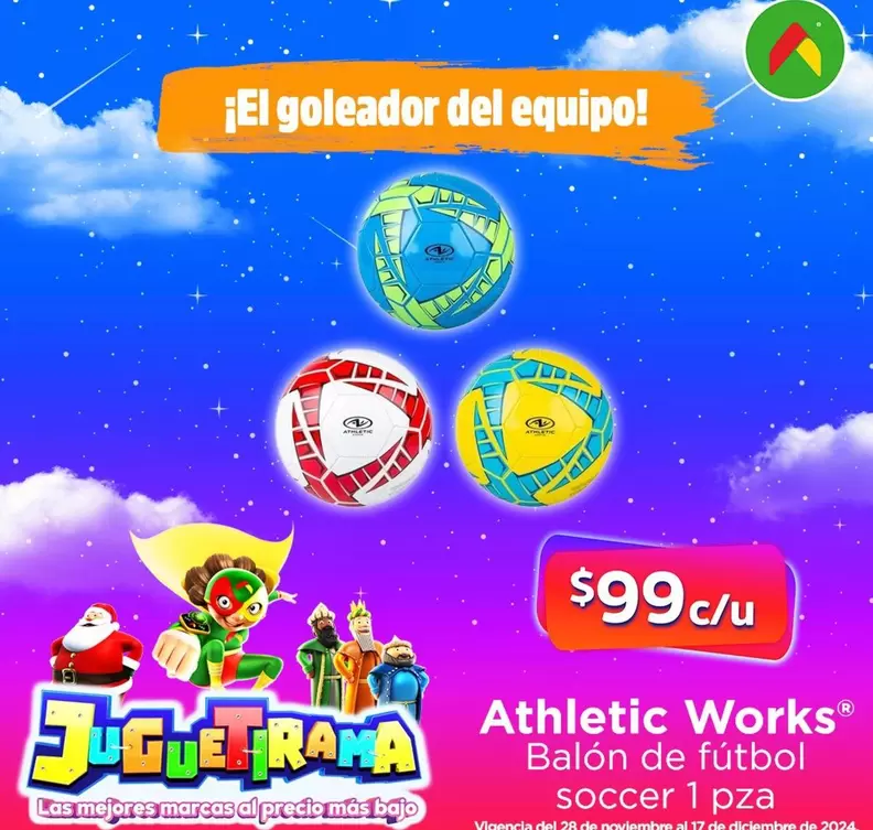 Oferta de Athletic Works Balón De Fútbol Soccer 1 Pza por $99 en Bodega Aurrera