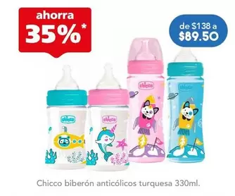 Oferta de Chicco - Biberón Anticólicos Turquesa por $89.5 en Farmacia San Pablo