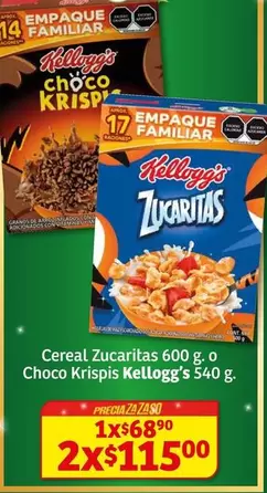 Oferta de Kellogg's - Cereal Zucaritas O Choco Krispis por $68.9 en Soriana Híper