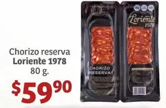 Oferta de Chorizo Reserva por $59.9 en Soriana Híper