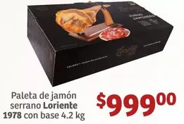 Oferta de Serrano - Paleta De Jamon  Base por $999 en Soriana Híper