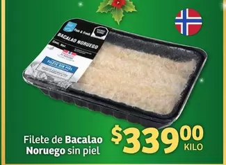 Oferta de Filete De Bacalao Noruego Sin Piel por $339 en Soriana Híper