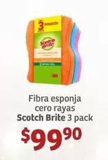 Oferta de Scotch - Fibra Esponja Cero Rayas  Brite 3 Pack por $99.9 en Soriana Híper