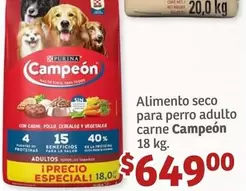 Oferta de Campeón - Alimento Seco Para Perro Adulto Carne por $649 en Soriana Híper