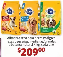 Oferta de Pedigree - Alimento Seco Para Perro Razas Pequenas, Medianas/ Grandes O Balance Natural por $209 en Soriana Híper