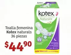 Oferta de Kotex - Toalla Femenina Naturals por $44.9 en Soriana Híper