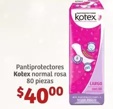 Oferta de Kotex - Pantiprotectores Normal Rosa por $40 en Soriana Híper