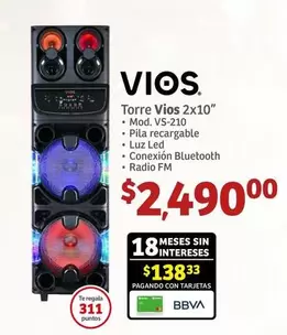 Oferta de Vios - Torre  2x10" por $2490 en Soriana Híper