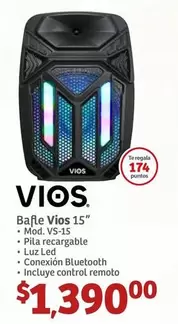 Oferta de Vios - Bafle  15" por $1390 en Soriana Híper