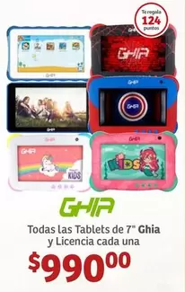 Oferta de Ghia - Todas Las Tablets De 7"  Y Licencia Cada Una por $990 en Soriana Híper