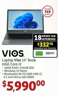 Oferta de Vios - Laptop  14" Book Intel Core I3 16gb Ram por $5990 en Soriana Híper