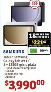 Oferta de Samsung -  Tablet Galaxy Tab A9 11" por $3 en Soriana Híper