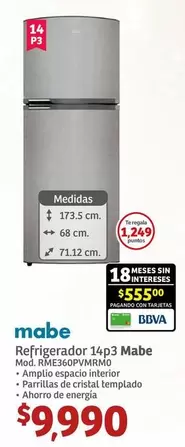 Oferta de Mabe - Refrigerador 14p3 por $9990 en Soriana Híper