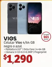 Oferta de Vios - Celular  4/64 Gb Negro O Azul por $1290 en Soriana Híper