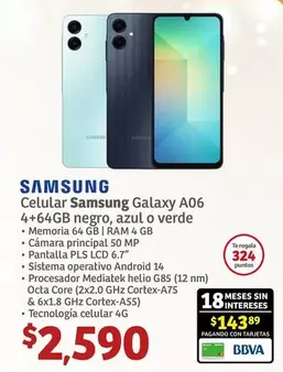 Oferta de Samsung -  Celular Galaxy A06 por $2590 en Soriana Híper