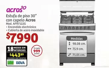 Oferta de Acros - Estufa De Piso 30" Con Capelo por $7990 en Soriana Híper