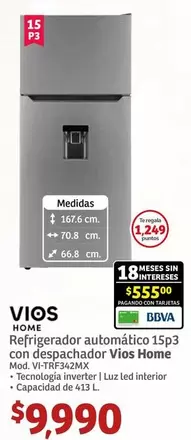 Oferta de Vios - Refrigerador Automático Con Despachador  Home por $9990 en Soriana Híper