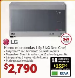 Oferta de LG - Horno Microondas 1.5p3 por $2790 en Soriana Híper