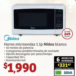 Oferta de Led - Horno Microondas 1.1P Midea Blanco por $1990 en Soriana Híper