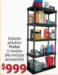 Oferta de Pretul - Estante Plástico 5 Niveles (No Incluye Accesorios) por $999 en Soriana Híper